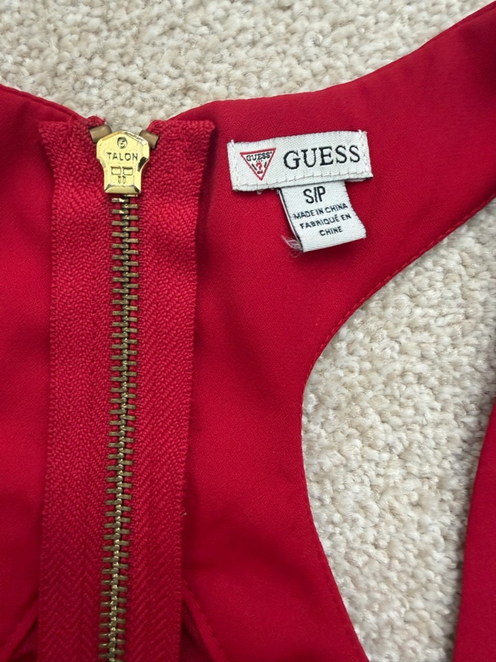 Guess Red Racerback Tank with Gold Back Zipper - Picture 3 of 3